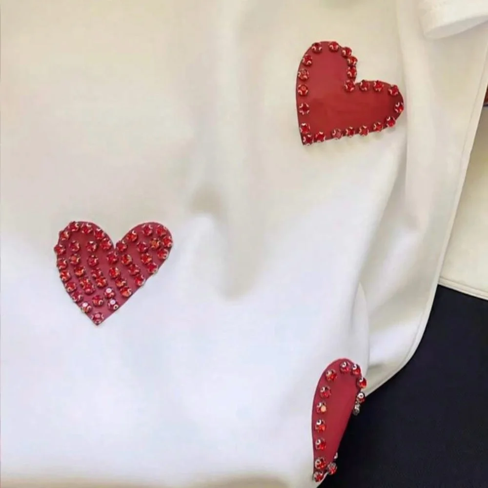 Rhinestone Embellished Red Heart T-shirt | Short Sleeve | XL | NWT - Picture 3 of 9